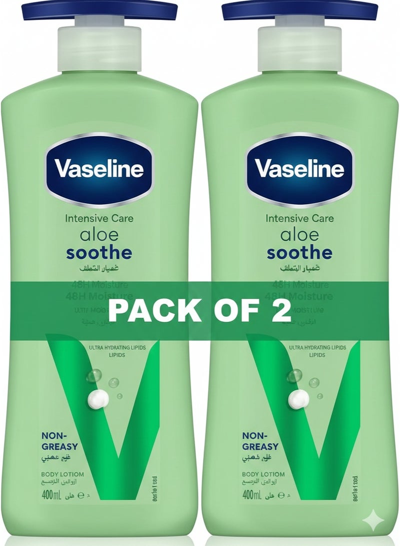 Vaseline Pack Of 2 Aloe Soothe Body Lotion Green 400ml - Image 1